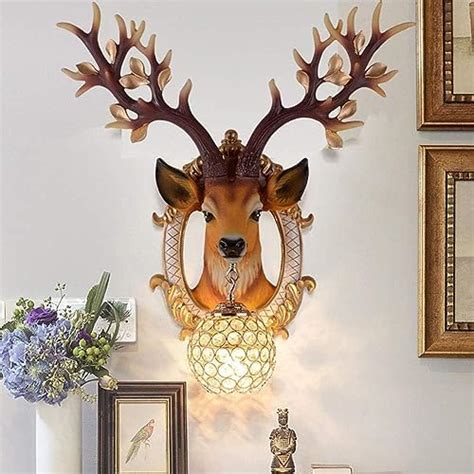 Generic Deer Head Wall Mounted Antique Decorative Wall Sconce Light ...