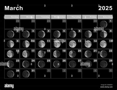 March 2025 Lunar calendar, Moon cycles, Moon Phases Stock Photo - Alamy