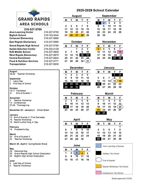 GRAND RAPIDS AREA SCHOOLS 25-26 Calendar Revised [PDF] - EduCounty