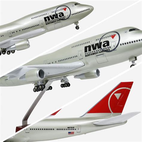 24-Hours 18” 1:130 Scale Airplane Model American Northwest 747 Plane ...