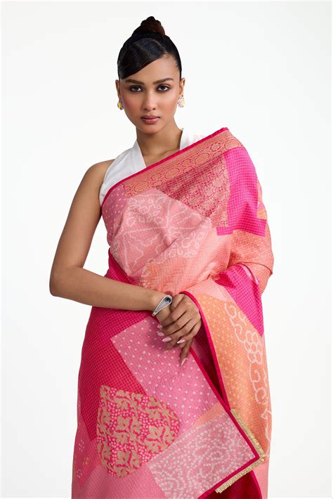 Boro Gota Gold Saree - Peach Pink – Naina Jain