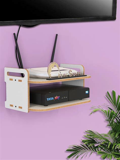 Home Engineered Wood Set Top Box Stand Wall Mount for Home Wall Shelf ...