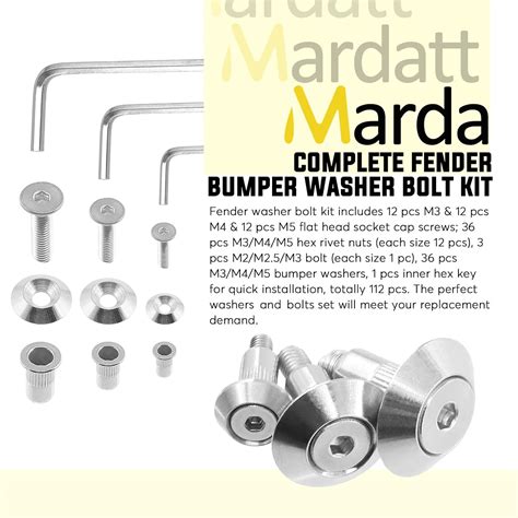 Buy Mardatt 111Pcs M3 M4 M5 304 Stainless Steel Bumper Fender Washer ...