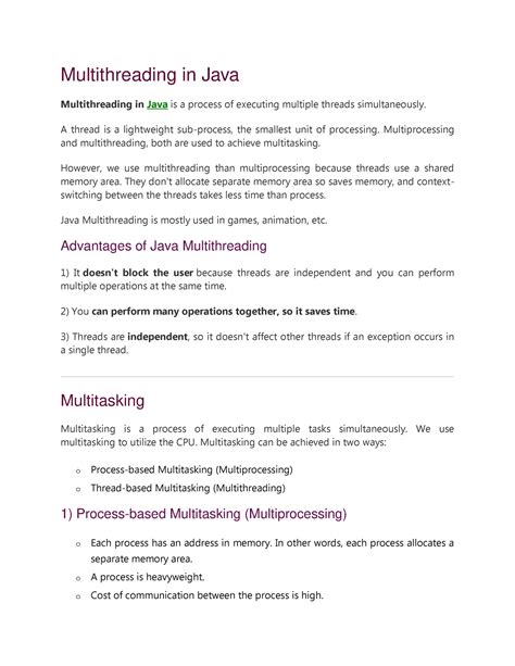1) Multithreaded Programming - Multithreading in Java Multithreading in ...