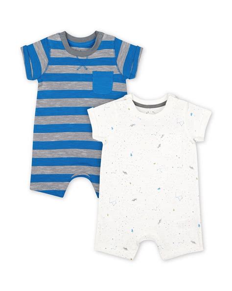 Buy Boy Half Sleeve All In One Romper Stripe Blue 2 Pack Online at Best ...