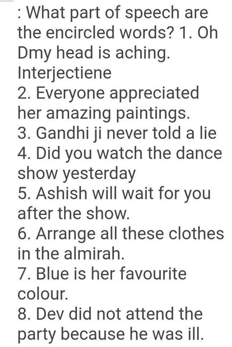 what part of speech are the encircled words,oh! My head is aching ...