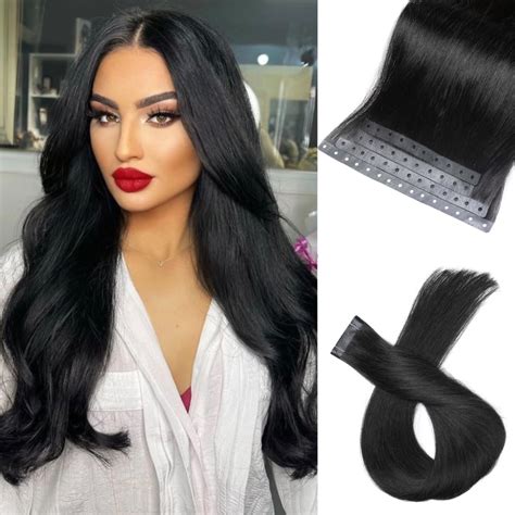 Amazon.com : Hanne Fashion Human Hair Extensions Micro Ring PU Hair ...