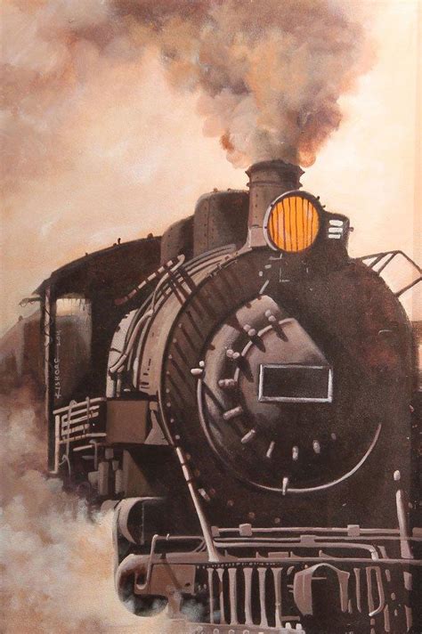 "Locomotive11": Orange Acrylic Painting by Kishore Pratim Biswas ...