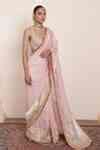 Buy Pink Organza, Georgette, Cotton Sequins, Lace, Pastel Butti Saree ...