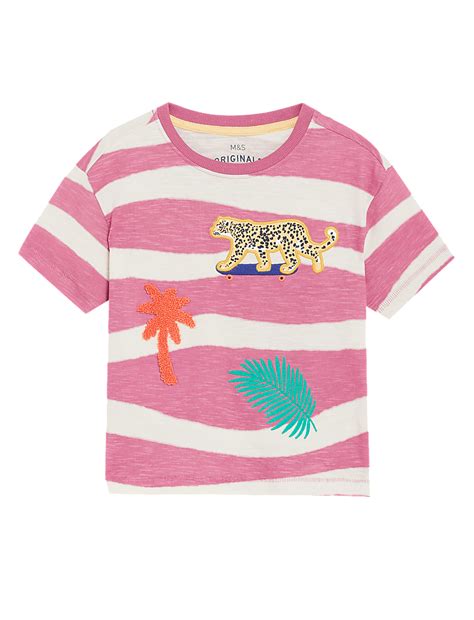 Buy Pure Cotton Striped Safari T-Shirt at Marks & Spencer