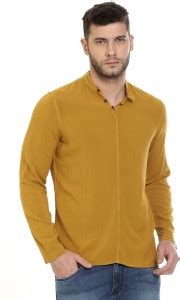 IDENTITI Solid Men Mandarin Collar Yellow T-Shirt - Buy IDENTITI Solid ...