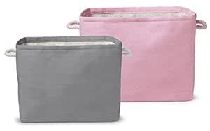 Buy Delta Children Set of Two Rectangle Storage Totes, Pink/Grey, Large ...