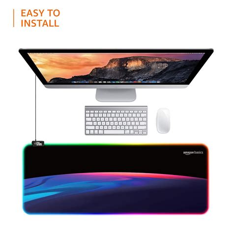 amazon basics RGB Light Gaming Mouse Pad Desk Mat for Computer Laptop ...