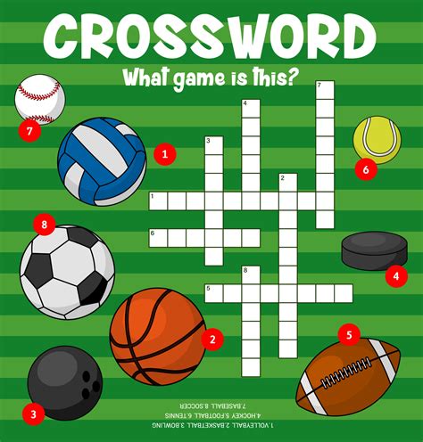 Sport balls crossword puzzle, find word worksheet 23527478 Vector Art ...