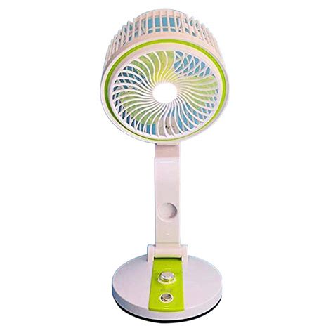 Buy MNR Brands Folding Rechargeable Table Fan with LED Light (Green ...