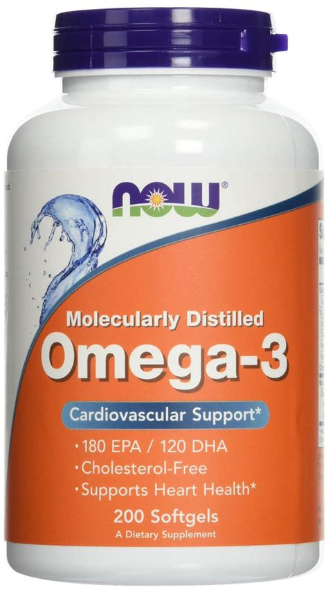 Now Foods Omega-3 1000mg Cardiovascular Support Molecularly Distilled ...