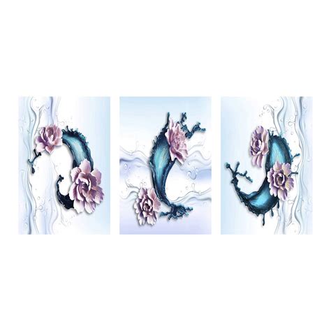 Generic PnF Set of 3 Painting on 6mm Pine MDF of Beautiful Flower Art ...