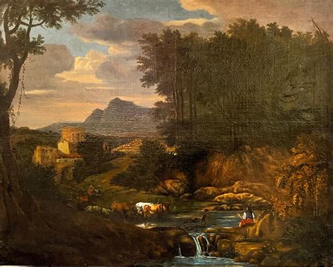 Italian Old Master - Huge 18th Century Italian Old Master Oil Painting Figures and Animals ...