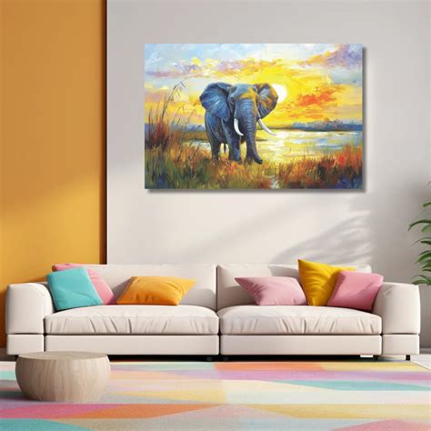 Wall Art Elephant Canvas Painting as Per Vastu Shastra and Home Decora ...