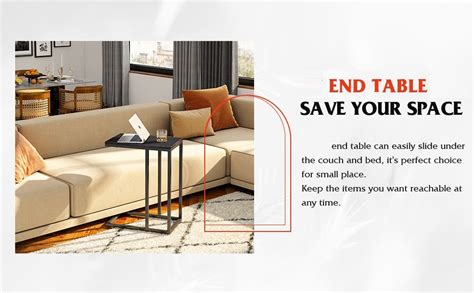 STAR WORK End Table Living Room, C Shaped End Table, Side Table for ...