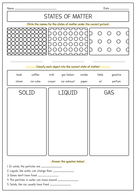 States of matter worksheet – Artofit