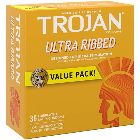 Trojan Ultra Ribbed Condoms For Ultra Stimulation, 36 Count, 1 Pack ...