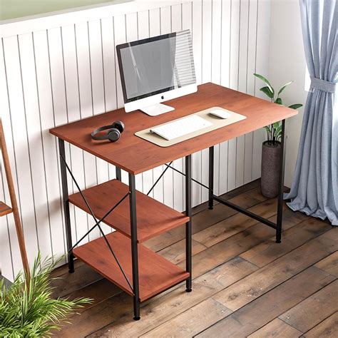 home Nilkamal Dalton Engineered Wood Study Desk in Teak Finish | 1 Year ...