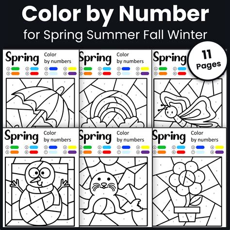 Summer Coloring by Number - Summer, Spring, Fall, Winter Coloring Pages ...
