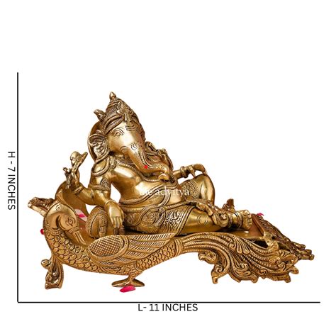 The Advitya | Ganesha resting on peacock couch | Ganesha Murti