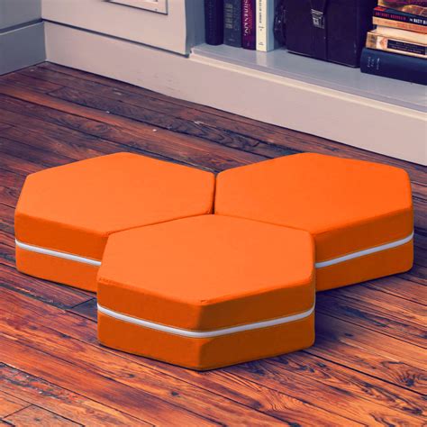 Edgewood Hexagonal Stackable Floor Pillow // Set of 3 (Orange) - Jaxx ...