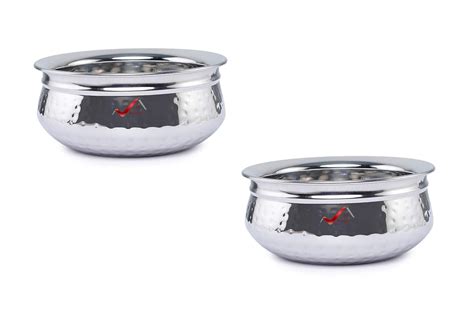 Buy HOMEISH Hammered Design Double Walled Stainless Steel Serving Handi ...