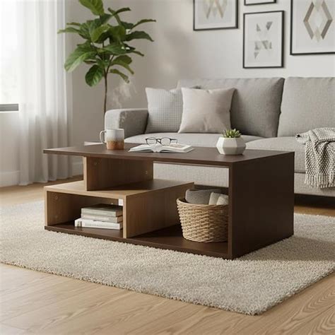 RIZIK STORE Engineered Wood Coffee Table in Walnut Finish | Modern ...