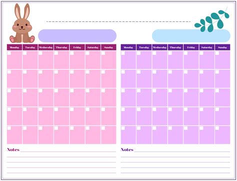 Two-Month Calendar - 10 Free PDF Printables | Printablee