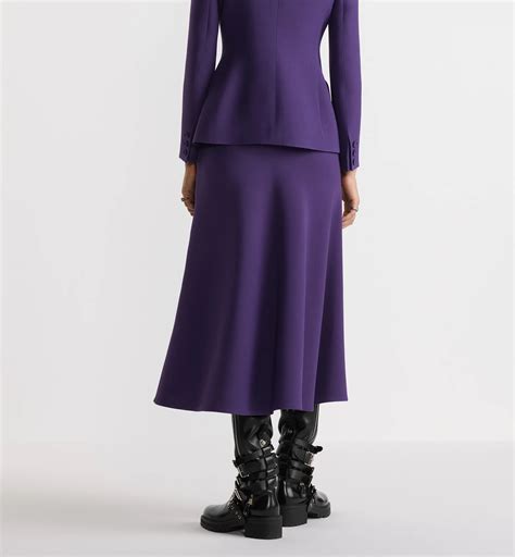 Flared Mid-Length Skirt Purple Wool and Silk | DIOR