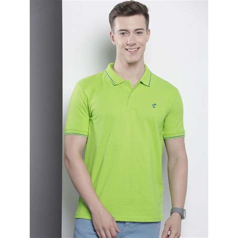 Buy The Indian Garage Co Men Slim Fit Solid Green Polo Collar T-Shirt ...