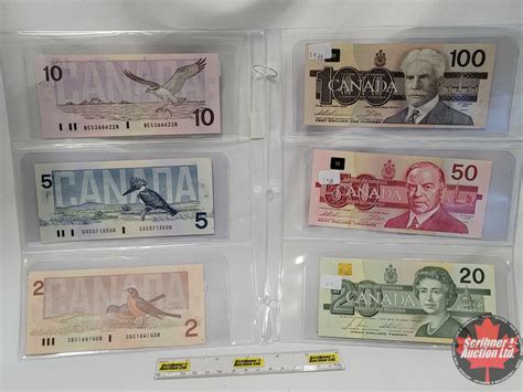 Canada Bills (6) "BIRD SERIES" : 1988 $100; 1988 $50; 1991 $20; 1989 ...