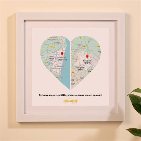 Map Frame - Personalized Heart Shaped Map Online | Oye Happy