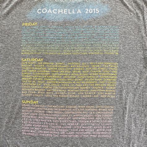 Coachella 2015 Lineup T Shirt Gray W Coachella... | Depop