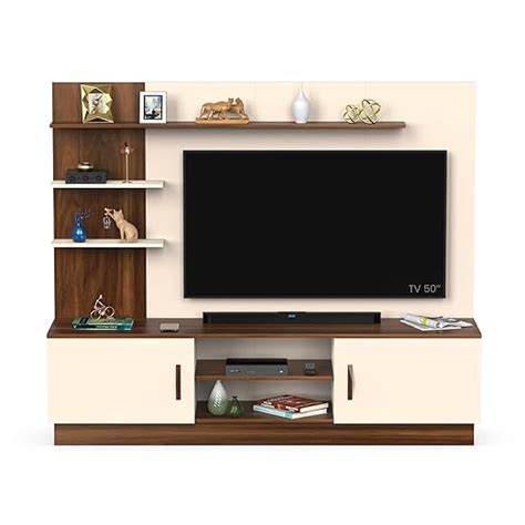 BLUEWUD Rowlet Large Engineering Wood Floor Standing TV Entertainment ...