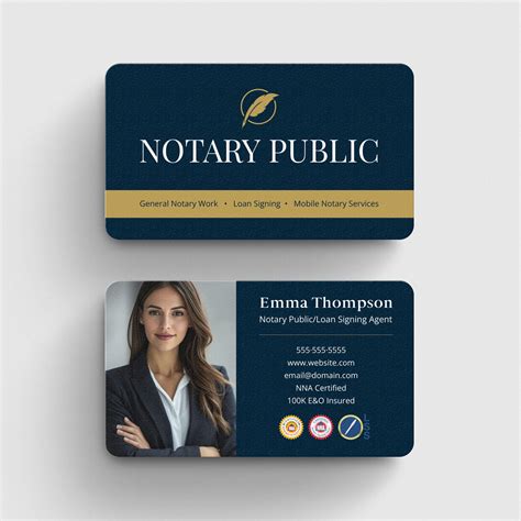 Professional Notary Business Card Template, Loan Signing Agent Business ...