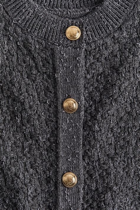 Women's Dark gray Textured-Knit Cardigan | H&M CA