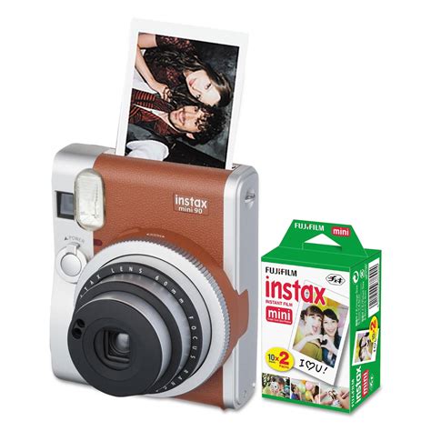 Fujifilm Instax Mini 90 Neo Classic Camera Bundle, Auto Focus, Brown ...