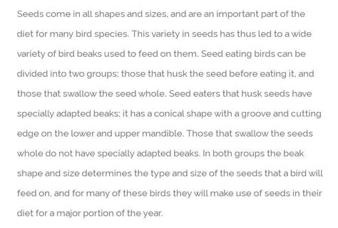 short note on seed eating birds. - Brainly.in