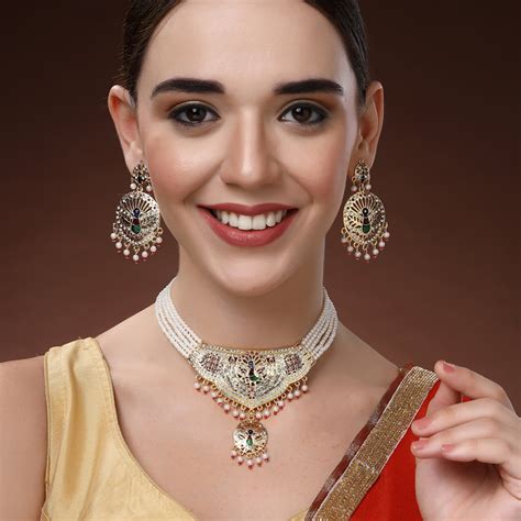 Traditional Pearl Necklace Set with Antique Gold-Plated Peacock Pendan ...