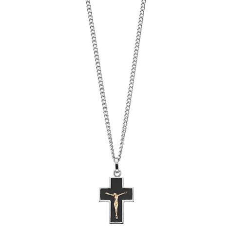 Men's Kristen Kesho 14k Gold & Stainless Steel Enameled Crucifix Necklace