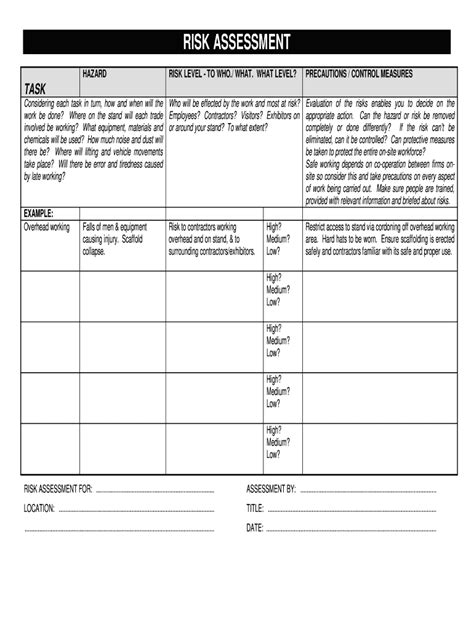 Risk Assessment Form - Fill Online, Printable, Fillable, Blank - pdfFiller