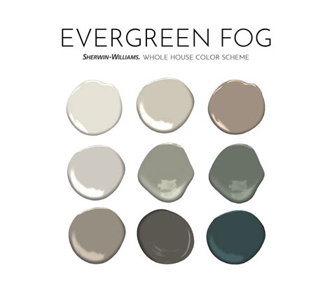 Evergreen Fog Sherwin Williams Paint Palette Color of the - Etsy ...