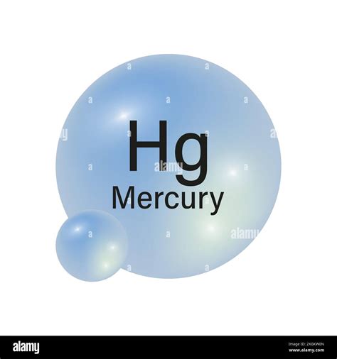 Mercury element icon. Glossy blue sphere. Chemical symbol Hg. Vector ...