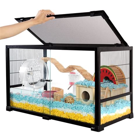 Buy OIIBO Large Glass Hamster Cage, 32" L x 16" W x 18" H Deluxe ...