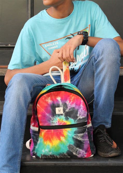 Get Handmade Tie-Dye Black Rainbow Backpack at ₹ 1540 | LBB Shop